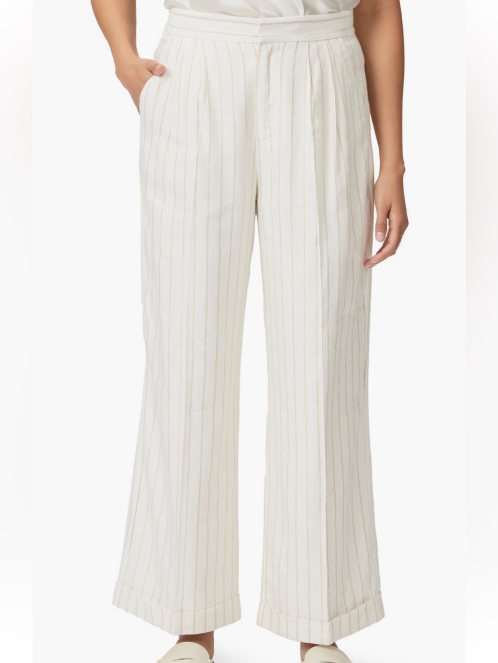 New Paige Linen Blend Kennie Stripe Wide Leg Pants Size 6